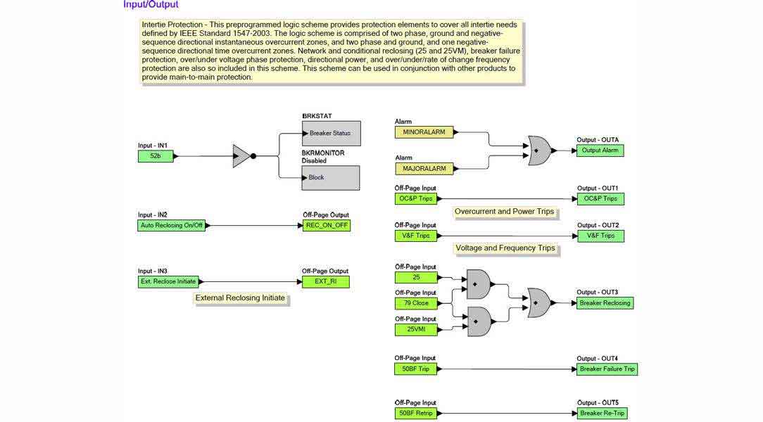 Preprogrammed logic for most intertie applications